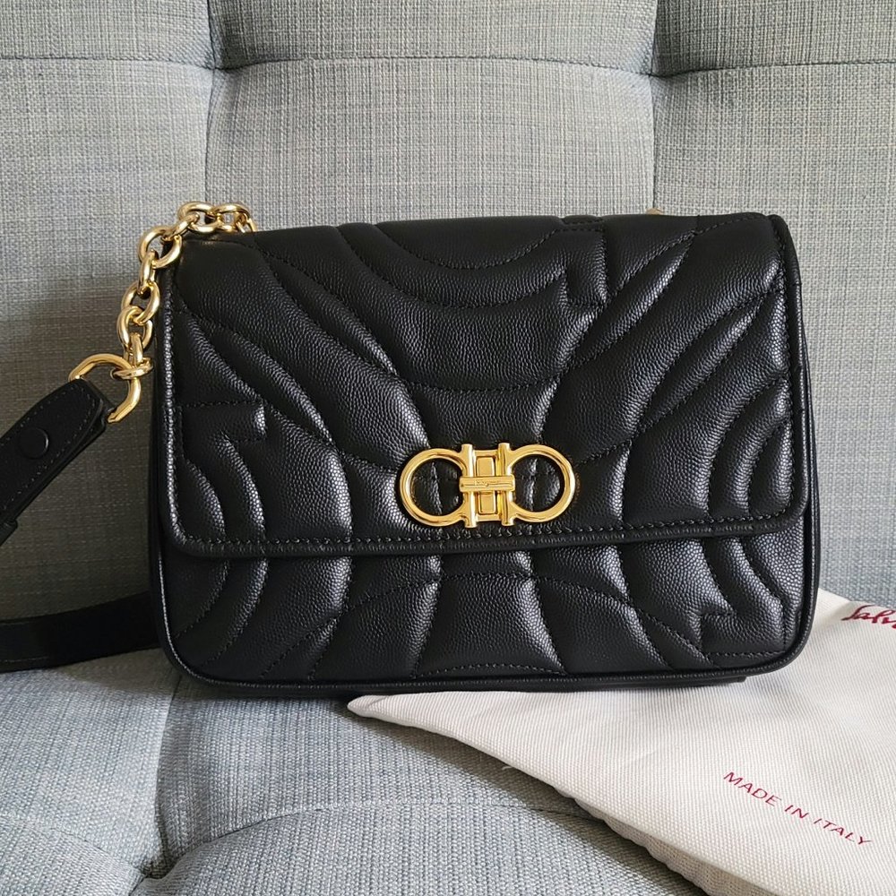 Salvatore Ferragamo Gancini Quilted Leather Shoulder Bag